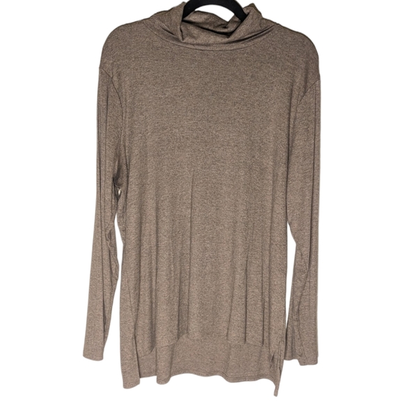 Apt. 9 Minimalist Cool Tone Grey & Brown Merle Mock Neck Long Sleeve Active Wear - Picture 1 of 7